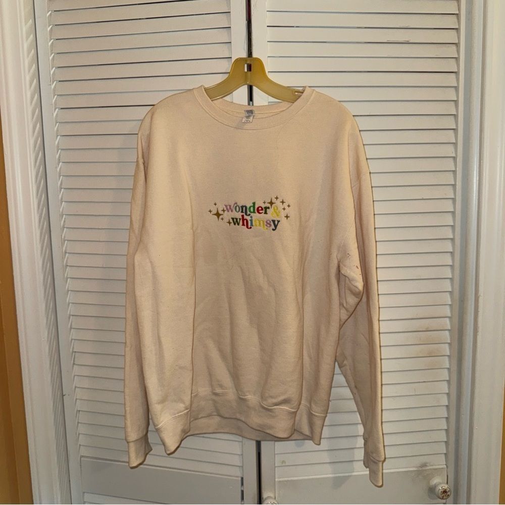 Jerzees Cream Sweatshirt with Embroidery - Picture 2 of 8